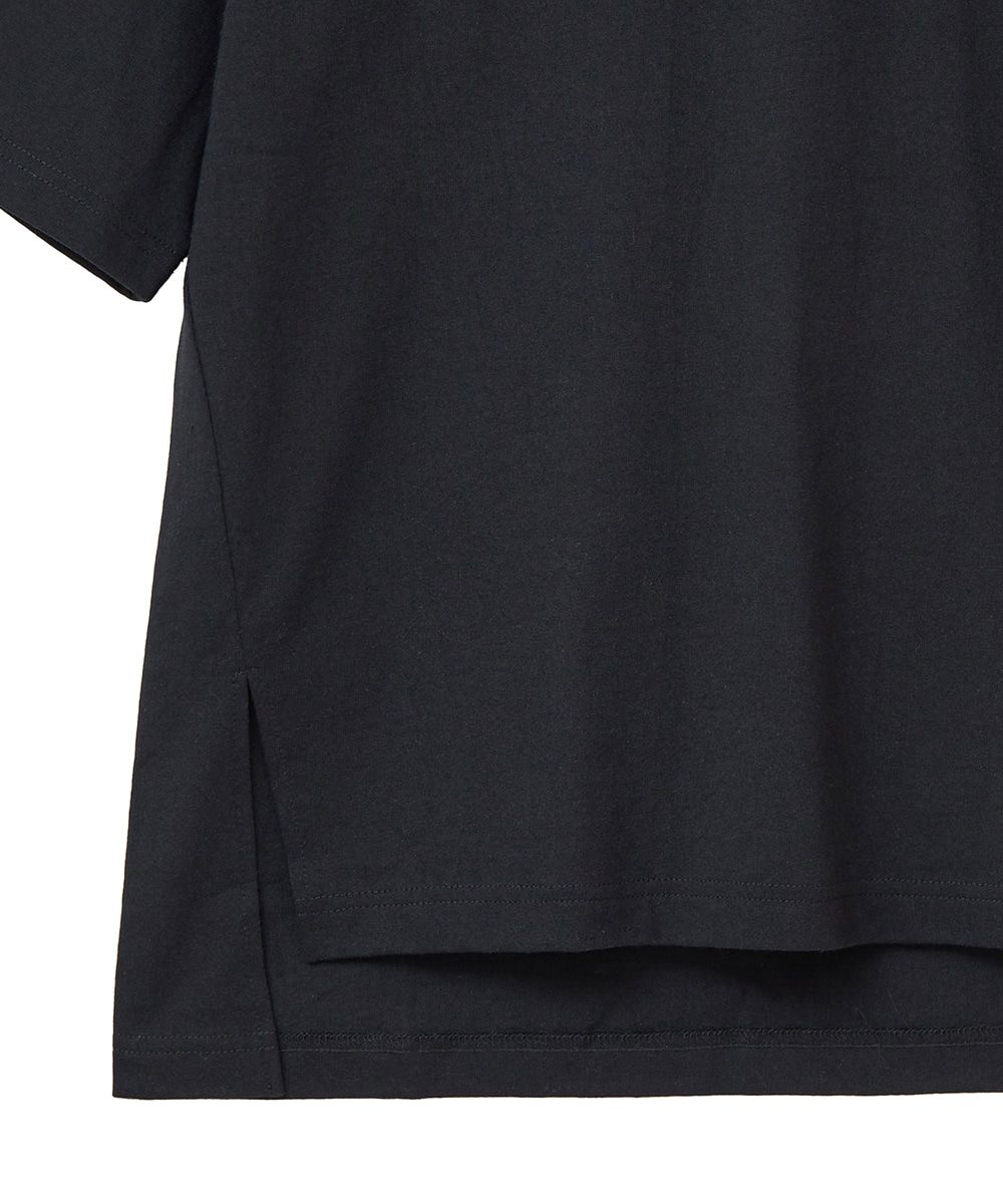 サイドスリット カットソー - UNEVEN SIDE SLIT T-SHIRT - BLACK
