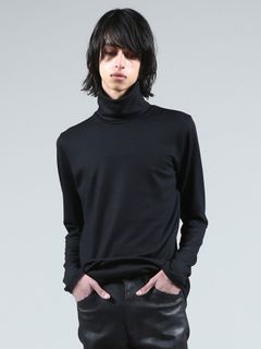ウォッシャブルウールタートルネックプルオーバー - Washable Wool Turtleneck Pullover - Black