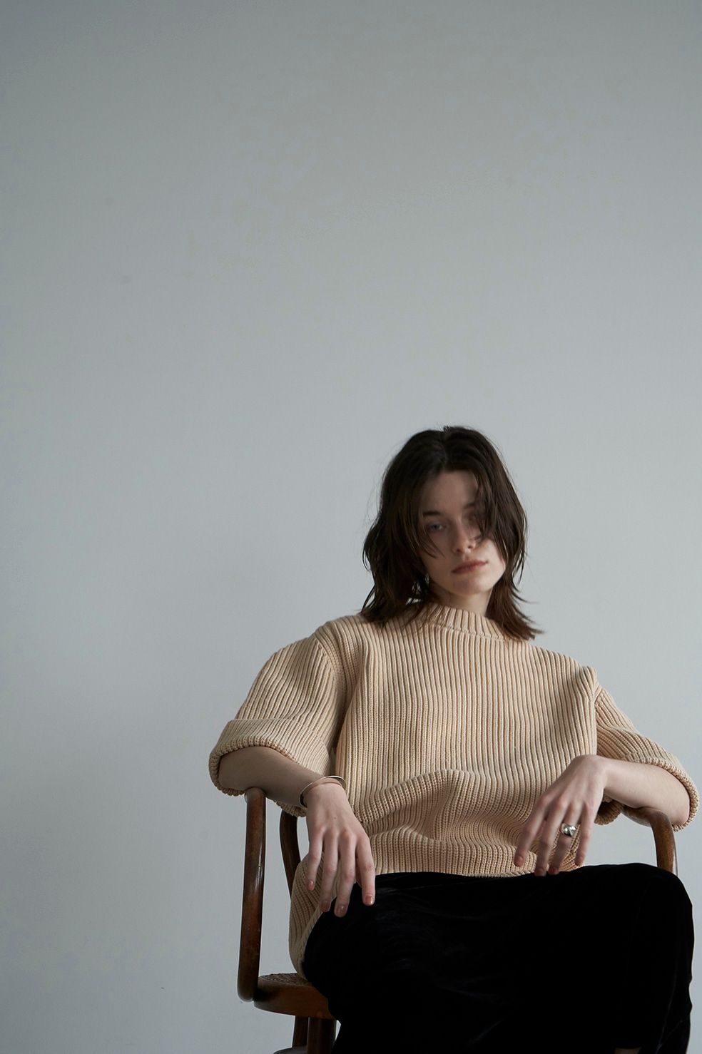 CLANE - OVER HALF SLEEVE KNIT TOPS - IVORY | ADDICT WEB SHOP