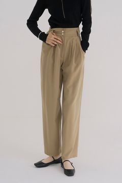 ベルトデザイン テーパードパンツ - WIDE BELT TUCK PANTS - BEIGE
