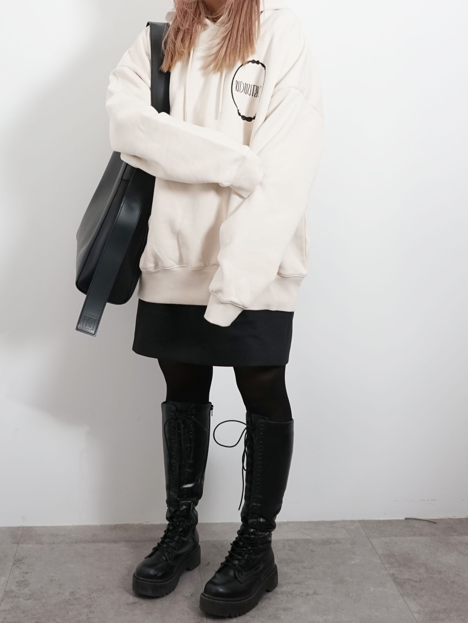 刺繍ミラーフーディ - EMBROIDERY MIRROR HOODIE / LIGHT BEIGE