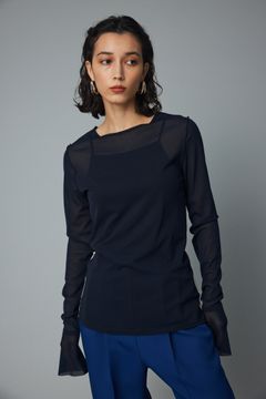メッシュインナートップス - Mesh inner color tops - NAVY