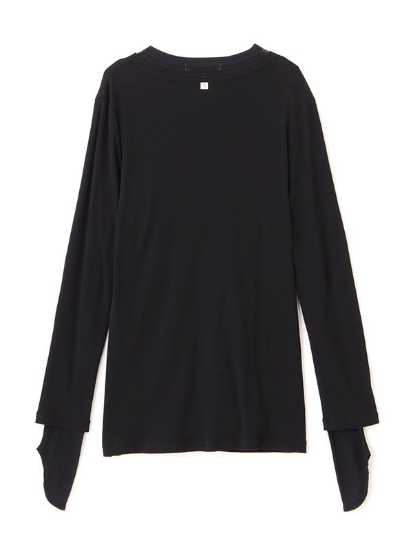 ヘンリーネックレイヤードセットロンTee - BLACK