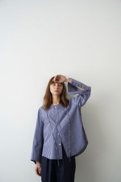 デコルテライン ブラウス - DECOLLETE LINE BLOUSE - STRIPE