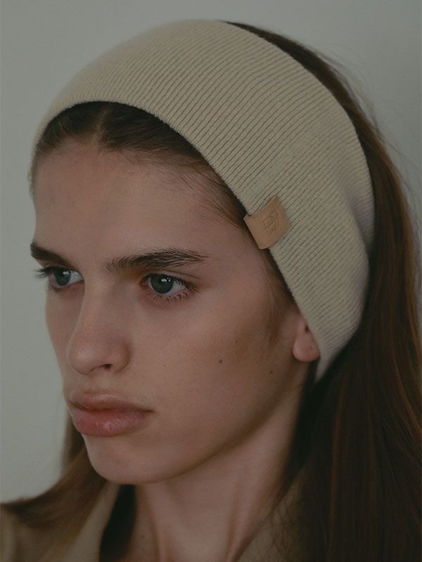 ウールカシミヤニットヘアバンド (LIGHT BEIGE）