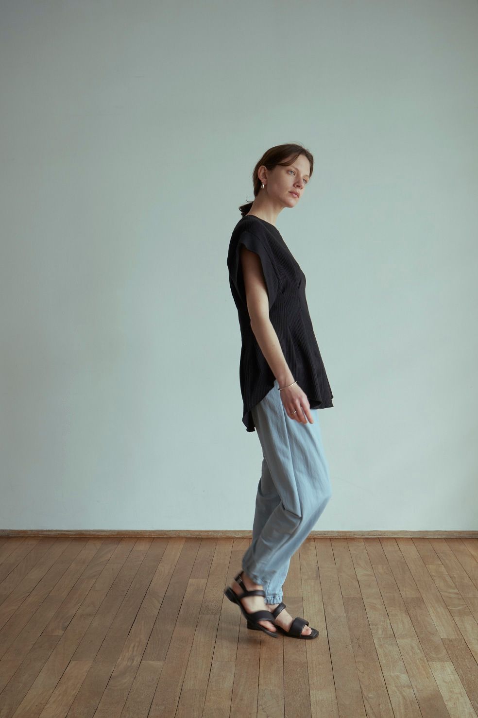 ギャザージャージパンツ - HEM GATHER JERSEY PANTS BLUE