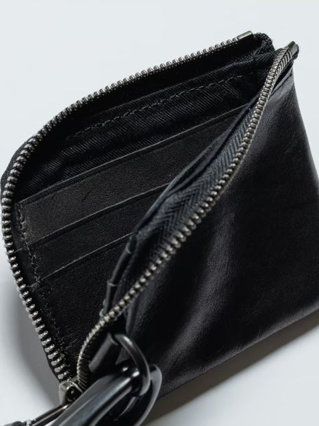 レザーウォレット ネックストラップ付き ミニ財布