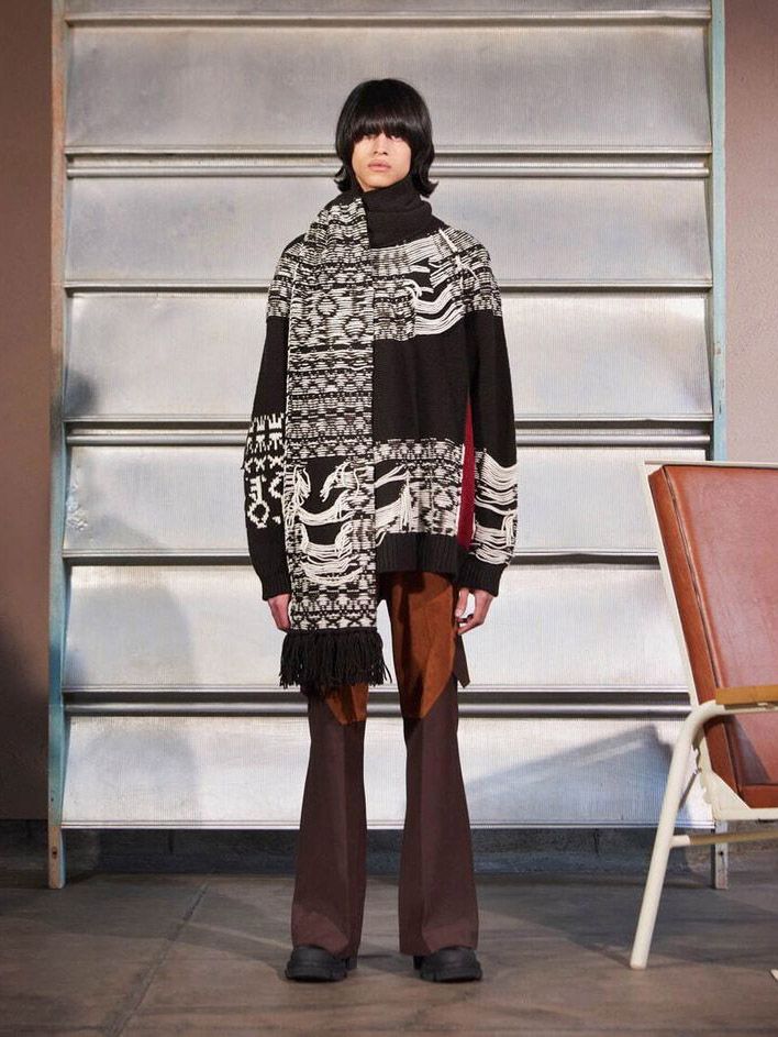 フェアアイルニットプリオーバー - INSIDEOUT WAREHOUSE PATTERN JUMPER - BROWN
