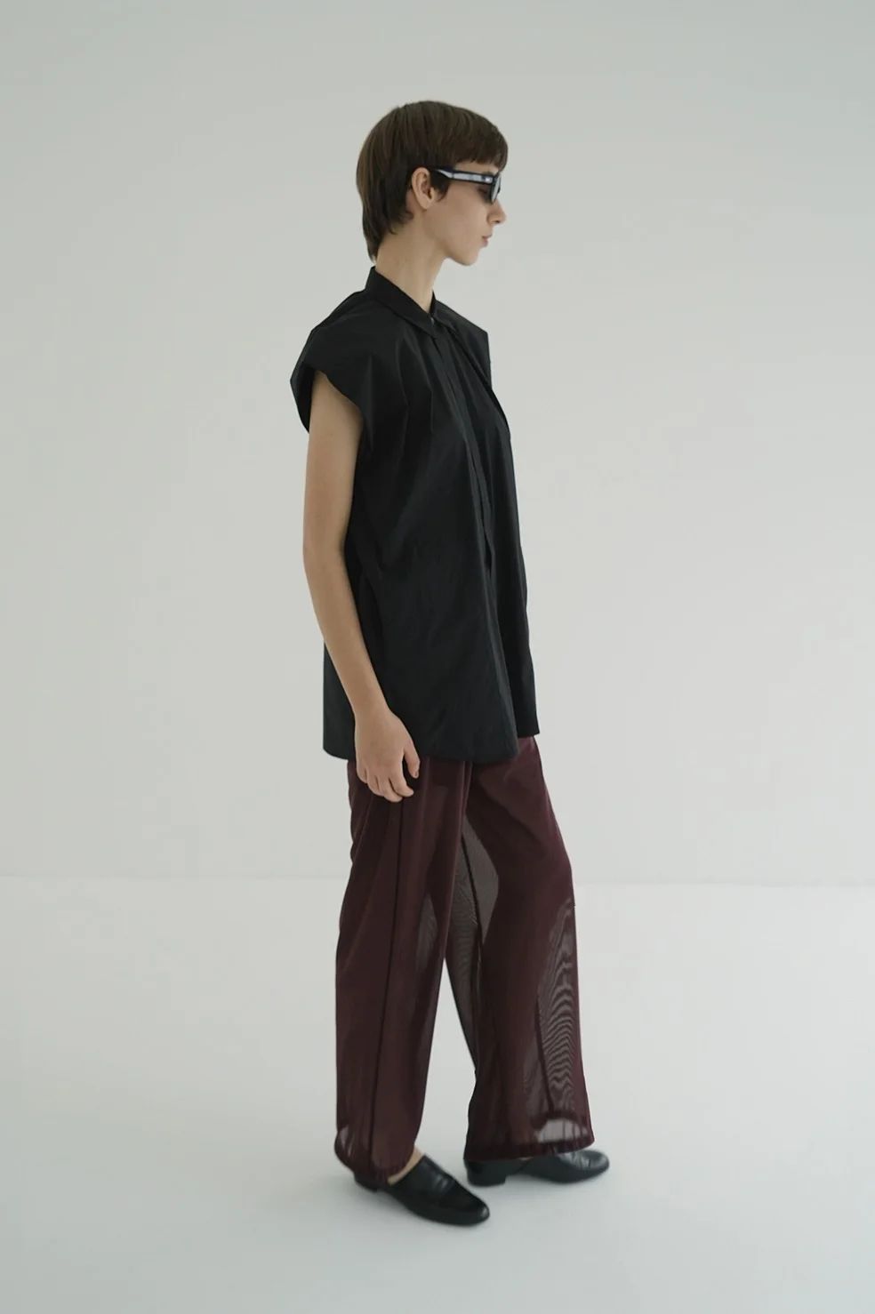 ニュアンス ショルダーロングシャツ - NUANCE SHOULDER OVER SHIRTS - BLACK
