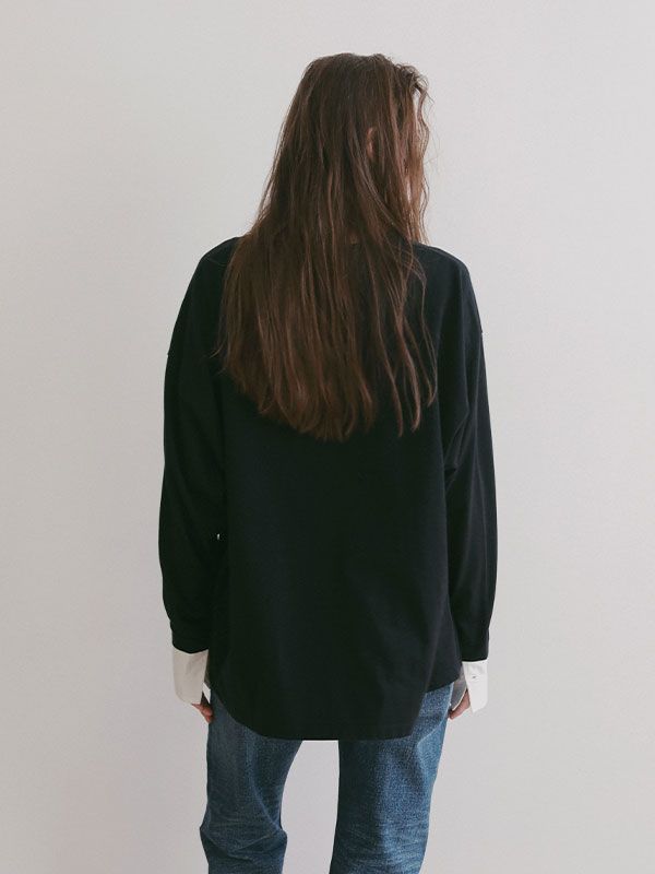 スリークラインカフスロンTee / カットソー (BLACK)