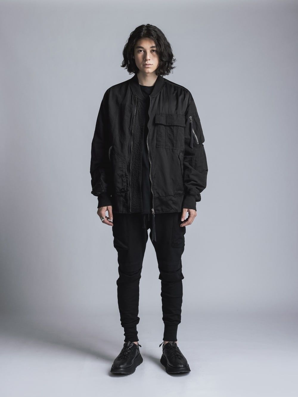 スウェット細身パンツ -  A/BLACK