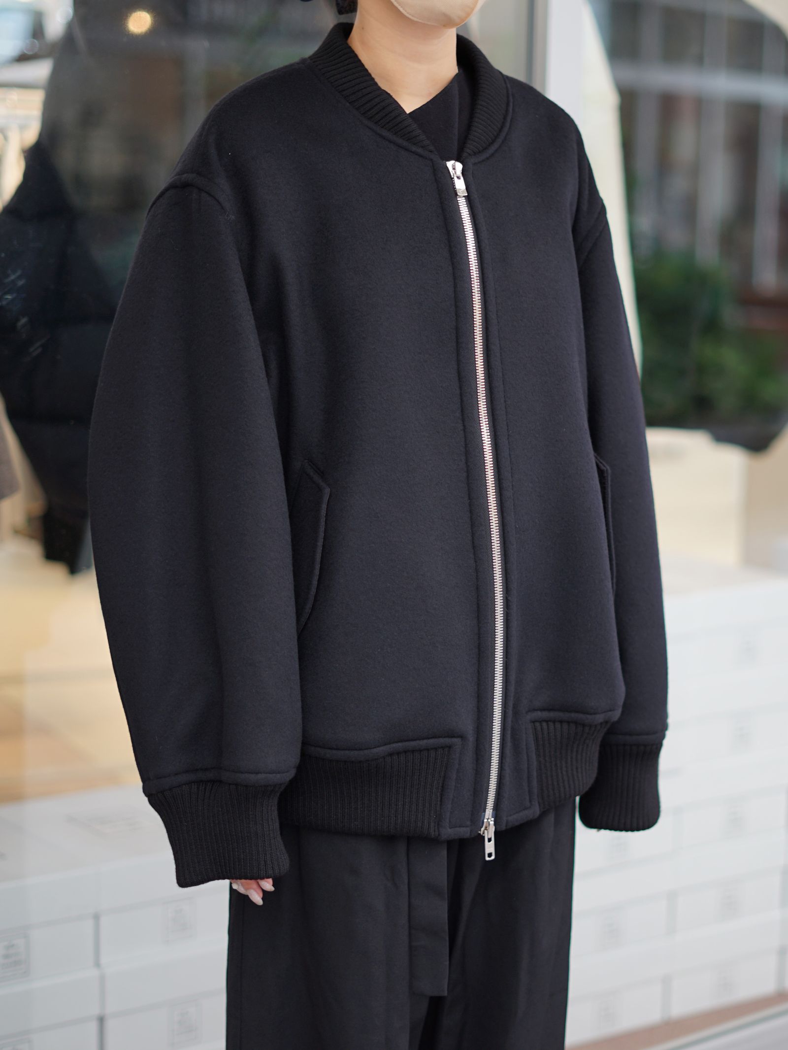 ボンバージャケット | MA-1 BOMBER JACKET IN DOUBLE FACE BEAVER (BLACK)