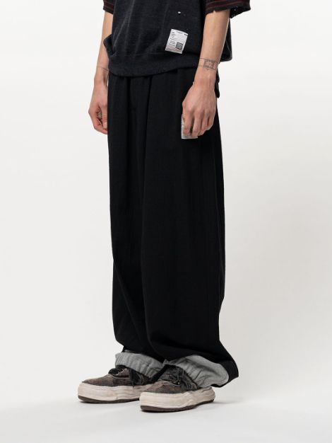スウェット レイヤード ウール パンツ - Sweat Layered Wool Pants (BLACK)