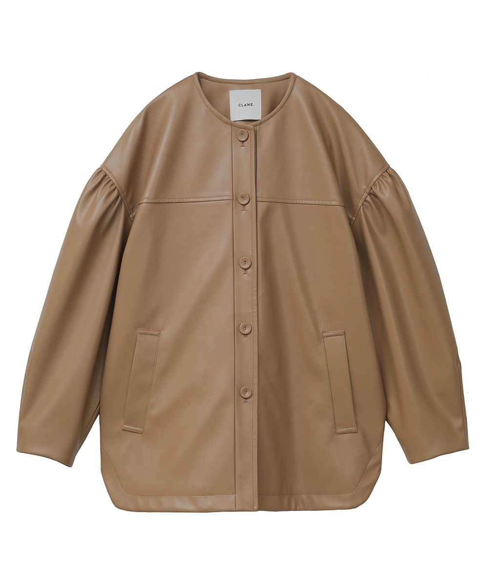 CLANE - VOLUME SLEEVE LEATHER BLOUSON