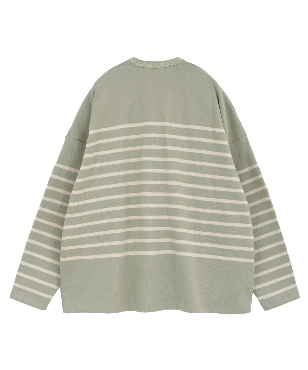 CLANE - WIDE HENRY NECK BORDER TOPS - MINT | ADDICT WEB SHOP