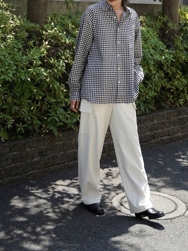 トーマスメイソン ブロックチェックネル レギュラーシャツ - T.M. L/S BLOCK CHECK SHIRT - BLACK