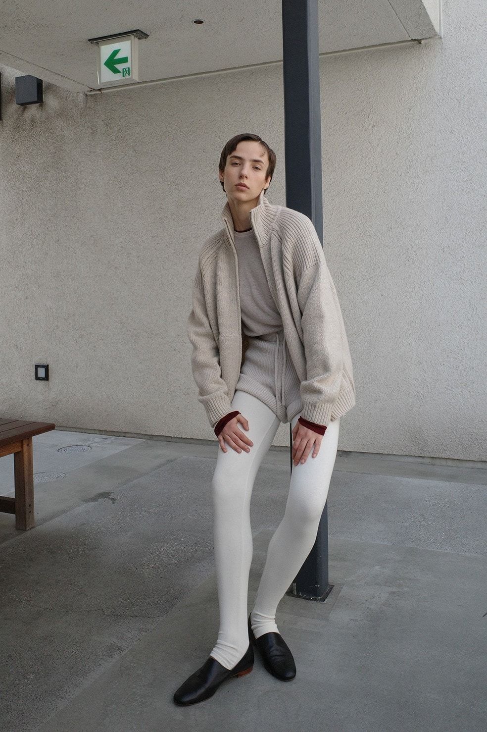 ポケット ジップ ニット｜ POCKET ZIP KNIT TOPS (BEIGE)