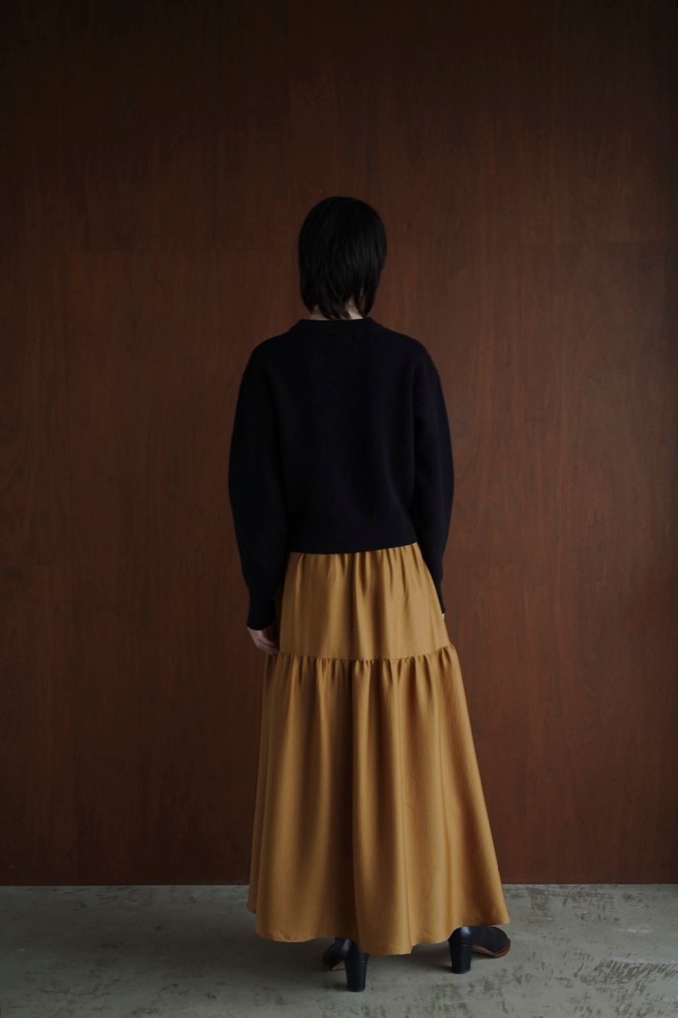 ベーシック ドロップ ショルダー ニット トップス - BASIC DROP SHOULDER KNIT TOPS - BLACK