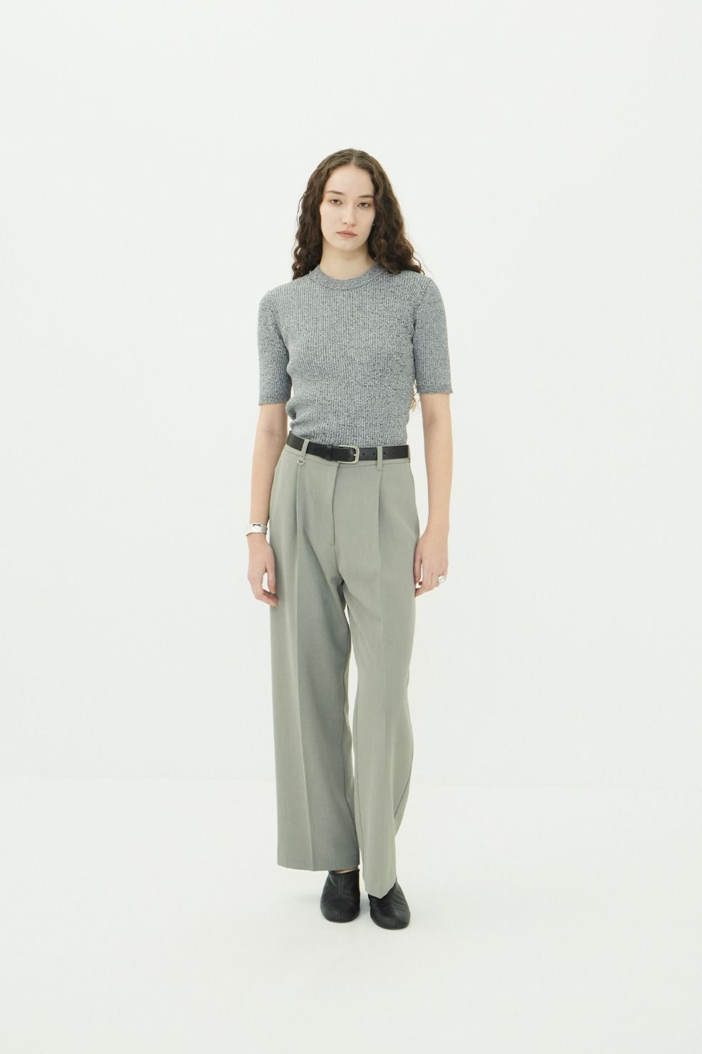 ハイネック 半袖リブニットトップス - H/N HALF SLEEVE RIB KNIT TOPS (MIX)