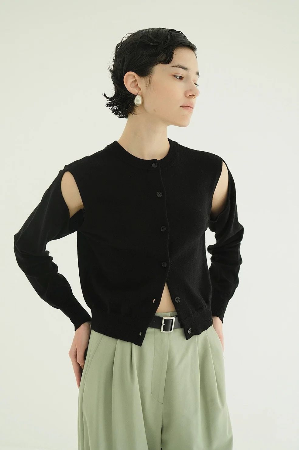 アレンジニットトップス - ARRANGE KNIT TOPS BLACK