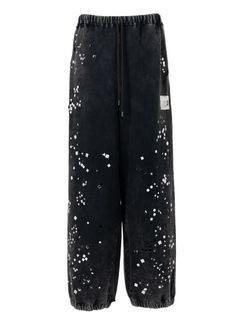 エンベリッシュド ブリーチド スウェットパンツ - Embellished Bleached Sweat Pants (BLACK)