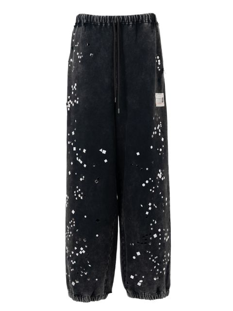 エンベリッシュド ブリーチド スウェットパンツ - Embellished Bleached Sweat Pants (BLACK)