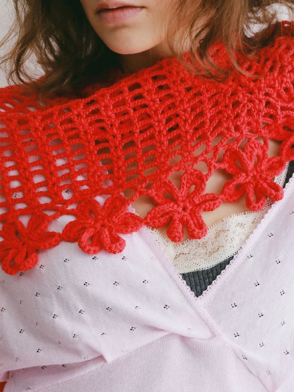 クロシェニットカーディガン (RED)