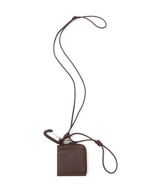 レザーコードカラビナスクエアパース (BROWN)