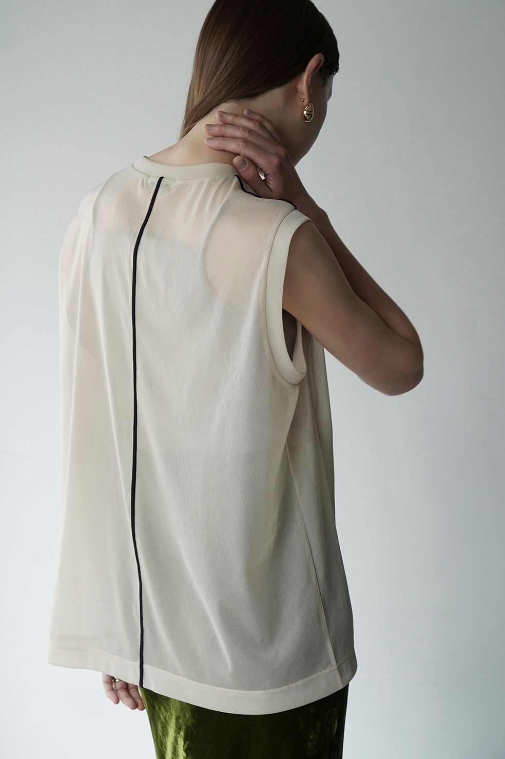 CLANE◆クラネ/トップス/2/ポリエステル/IVO/無地/14105-1032 CLANE 【30%OFF】CLANE / クラネ ： WIDE MESH TOPS 全2色 14105