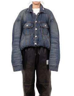 【レディース】ロールアップヘム パファーデニムジャケット | Roll-up Hem Puffer Denim Jacket