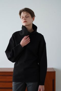 スタンド ネック ワイド トップス - STAND NECK WIDE TOPS BLACK