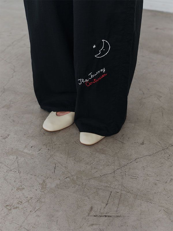 ハンドエンブロイダリーダブルガーゼパンツ (NAVY)