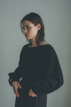 ディフォームボートネックニットトップ - DEFORM BOAT NECK YAK KNIT TOPS BLACK