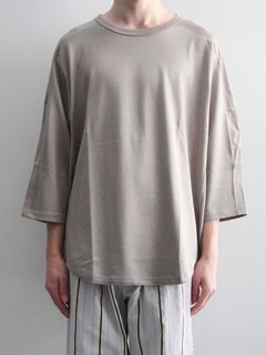 七分袖フットボールTシャツ - "QUARTER SLEEVE FOOTBALL TEE - Rayon plating jersey - GREY