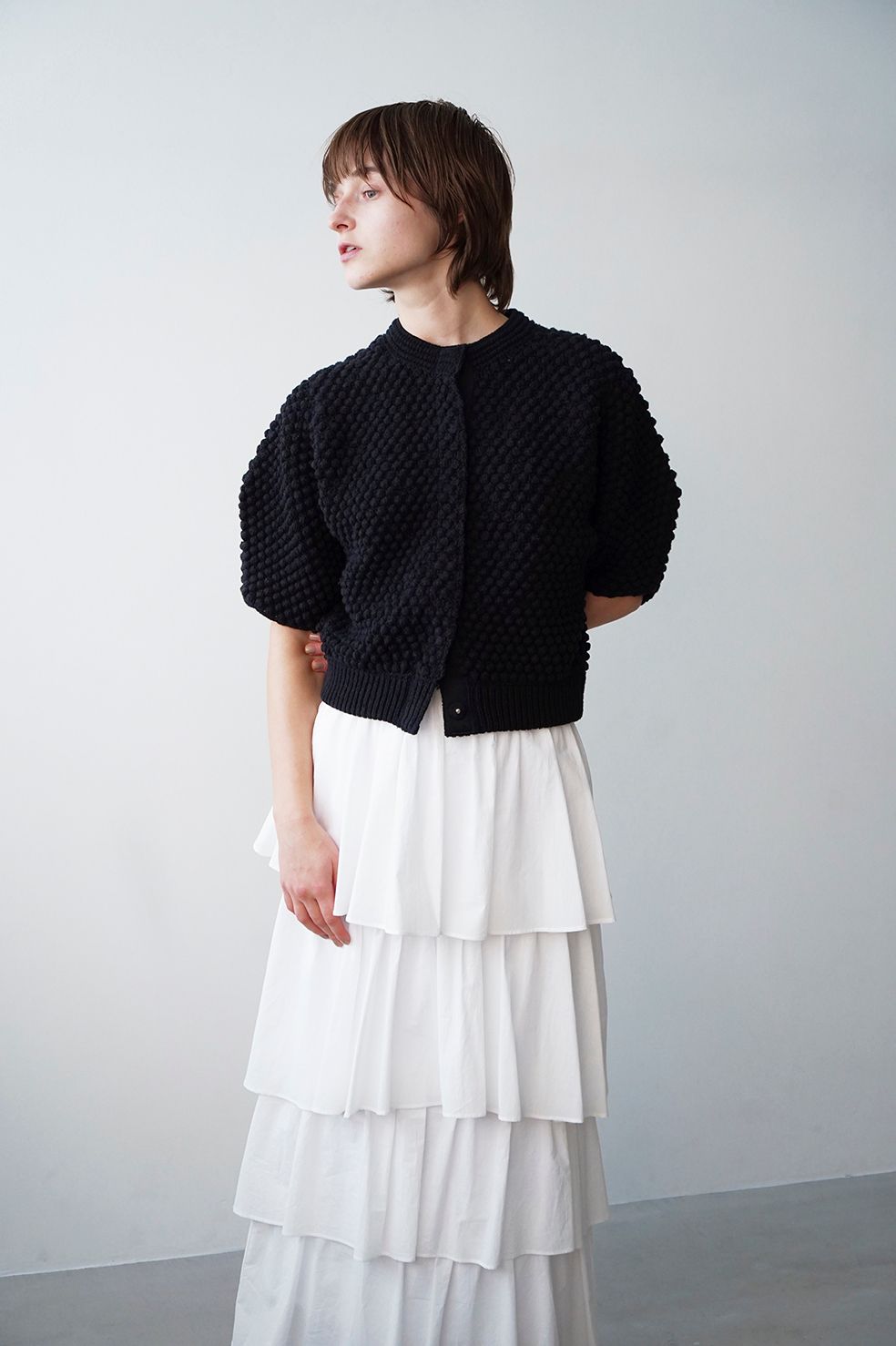 CLANE - スリーディー ハーフスリーブ ニット カーディガン - 3D DOT HALF SLEEVE KNIT CARDIGAN |  ADDICT WEB SHOP