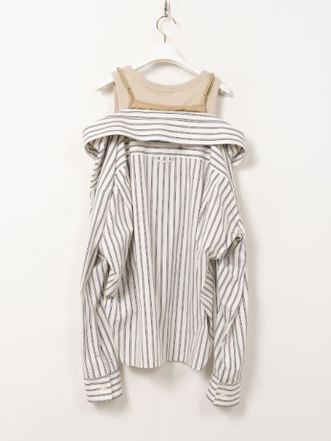 【レディース】レイヤードストライプシャツ | LAYERED STRIPE SHIRTS - WHITE