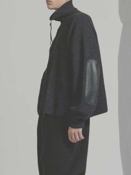 エルボーパッチ ドライバーズニット - DRIVERS KNIT - BLACK