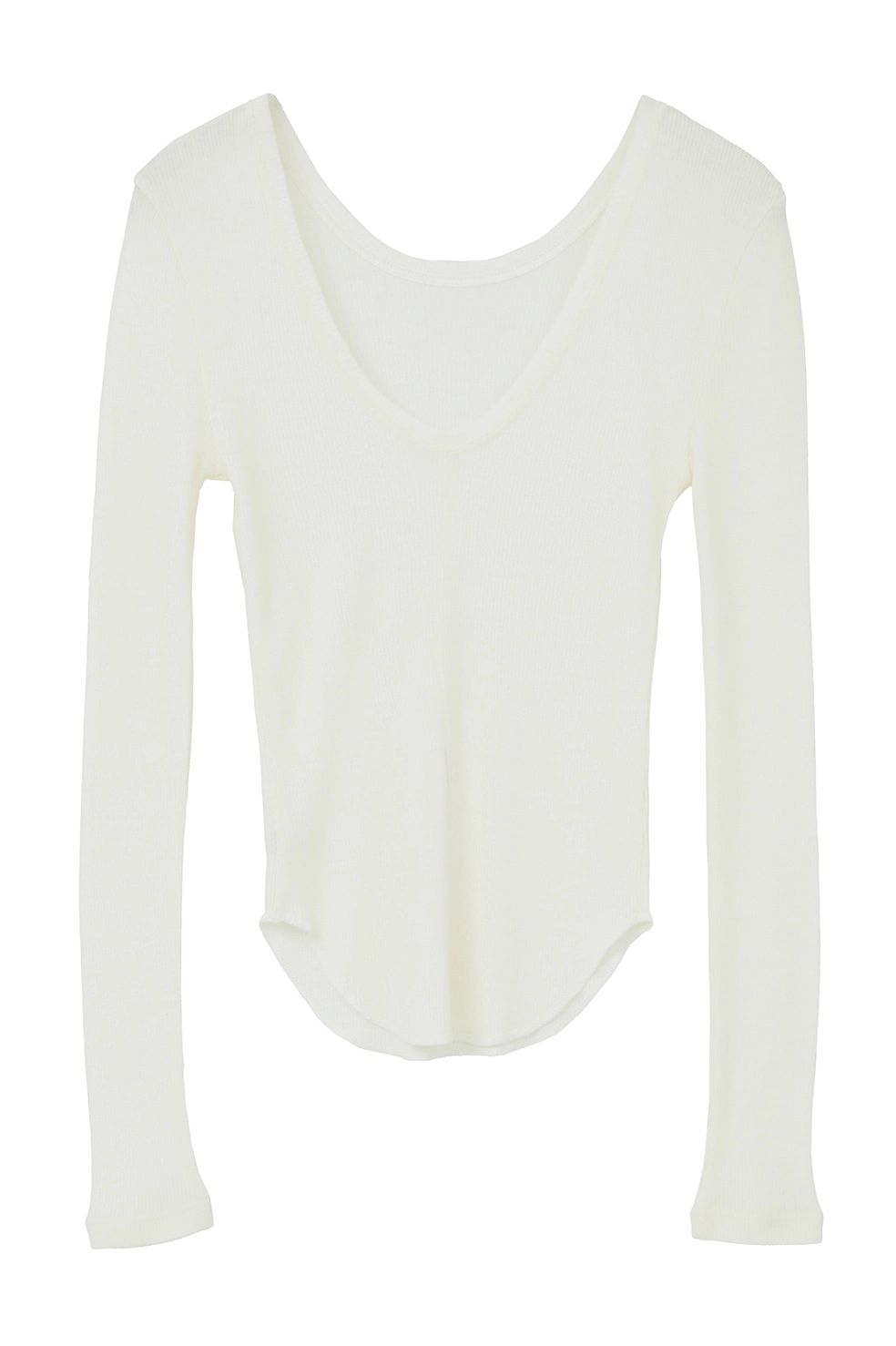 ウールリブカットソー - W FACE WOOL RIB TOPS（WHITE）