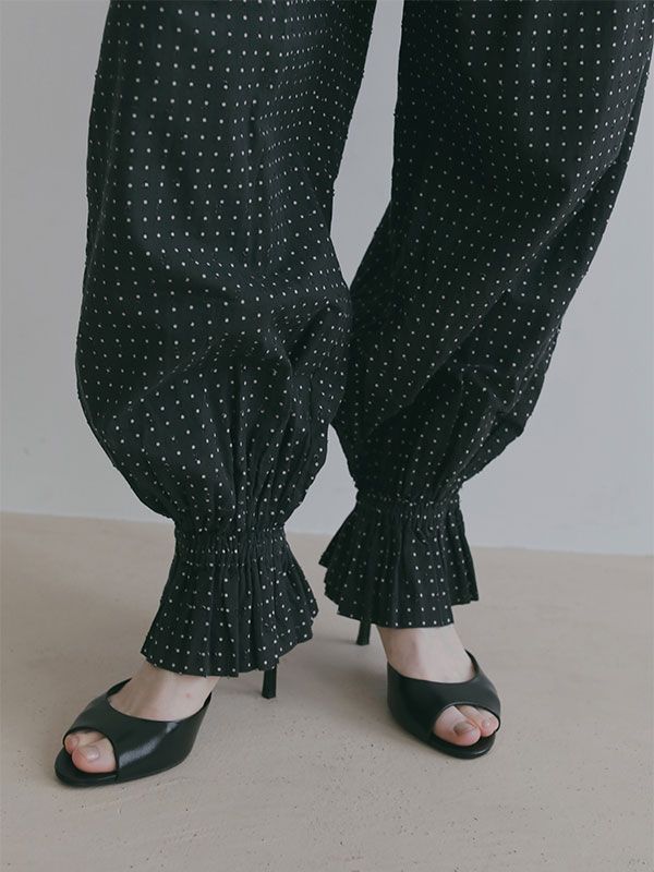 コットンドビーギャザーパンツ (BLACK)