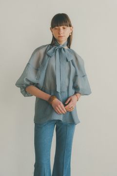 バルーンシアーパフトップス - BALLOON SHEER PUFF TOPS - BLUE