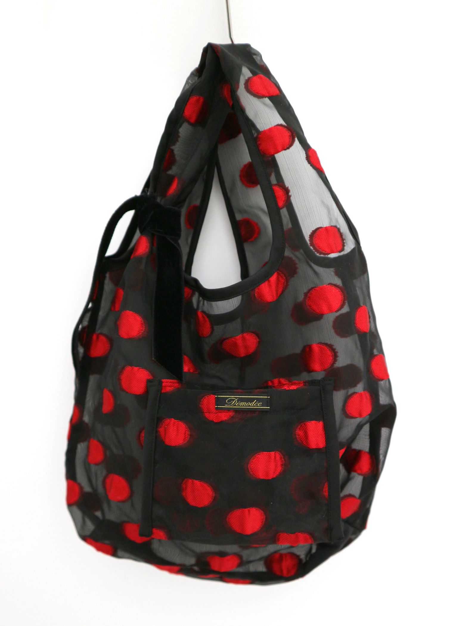 Demodee - マーケットバッグ - Dot market bag(S) BLACK × RED