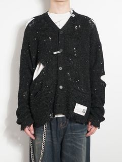 ニットカーディガン - SANGLE KNIT CARDIGAN - BLACK