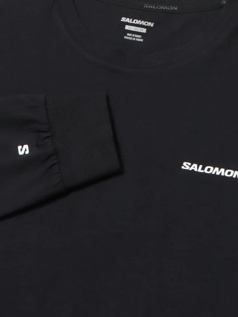 SALOMON LOGO 男性用 長袖 T シャツ - BLACK