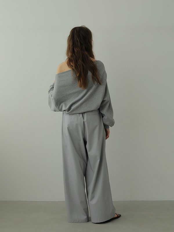 ライトフェイクレザーワイドパンツ -  GREY