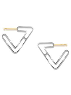 【両耳用】 FRAME T 701S WHITE -  トライアングルピアス シルバー