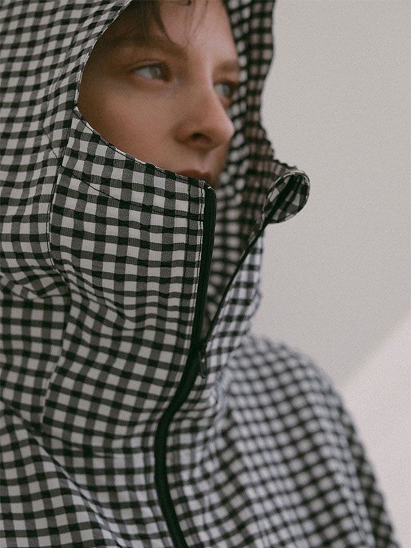 サッカーストレッチフードブルゾン (CHECK)