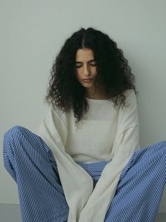 ロールエンドリネンニットプルオーバー - OFF WHITE