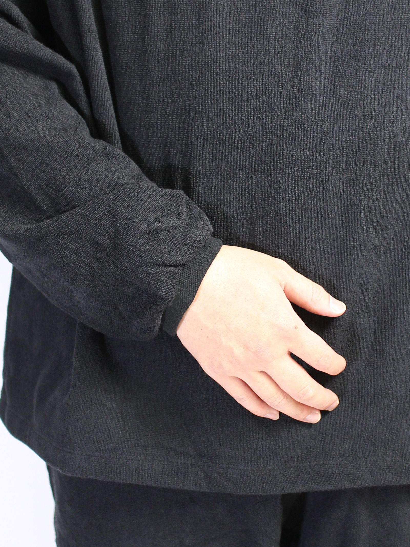 ロングスリーブ Tシャツ 1ミリパイル - BLACK