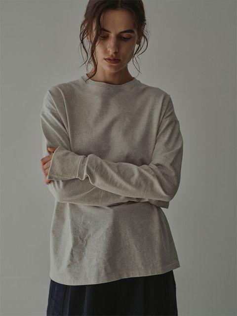 カフボタンロンTee (LIGHT GREY）