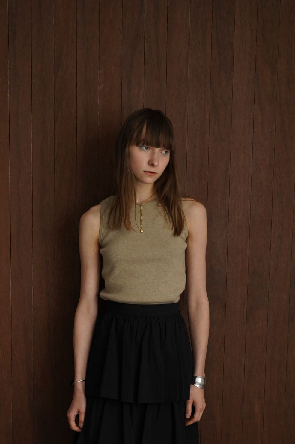 ダブルフェイス ニット タンクトップ -  W FACE KNIT TANK TOPS - BEIGE